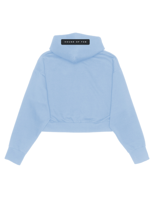 738 URBAN ESSENTIAL LIGHT BLUE DROPPED CROP HOODIE