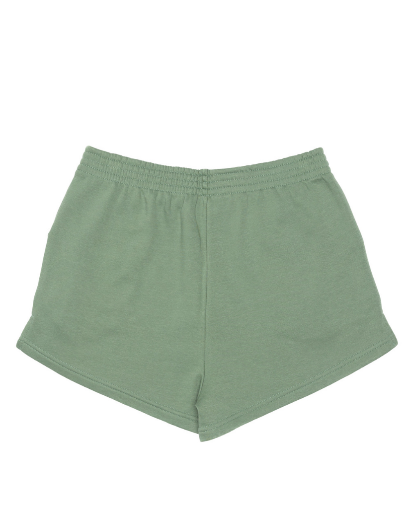 Green Ladies Short with Brown Print