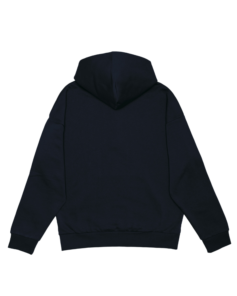 Black Half Zip Hoddie with Brown Print