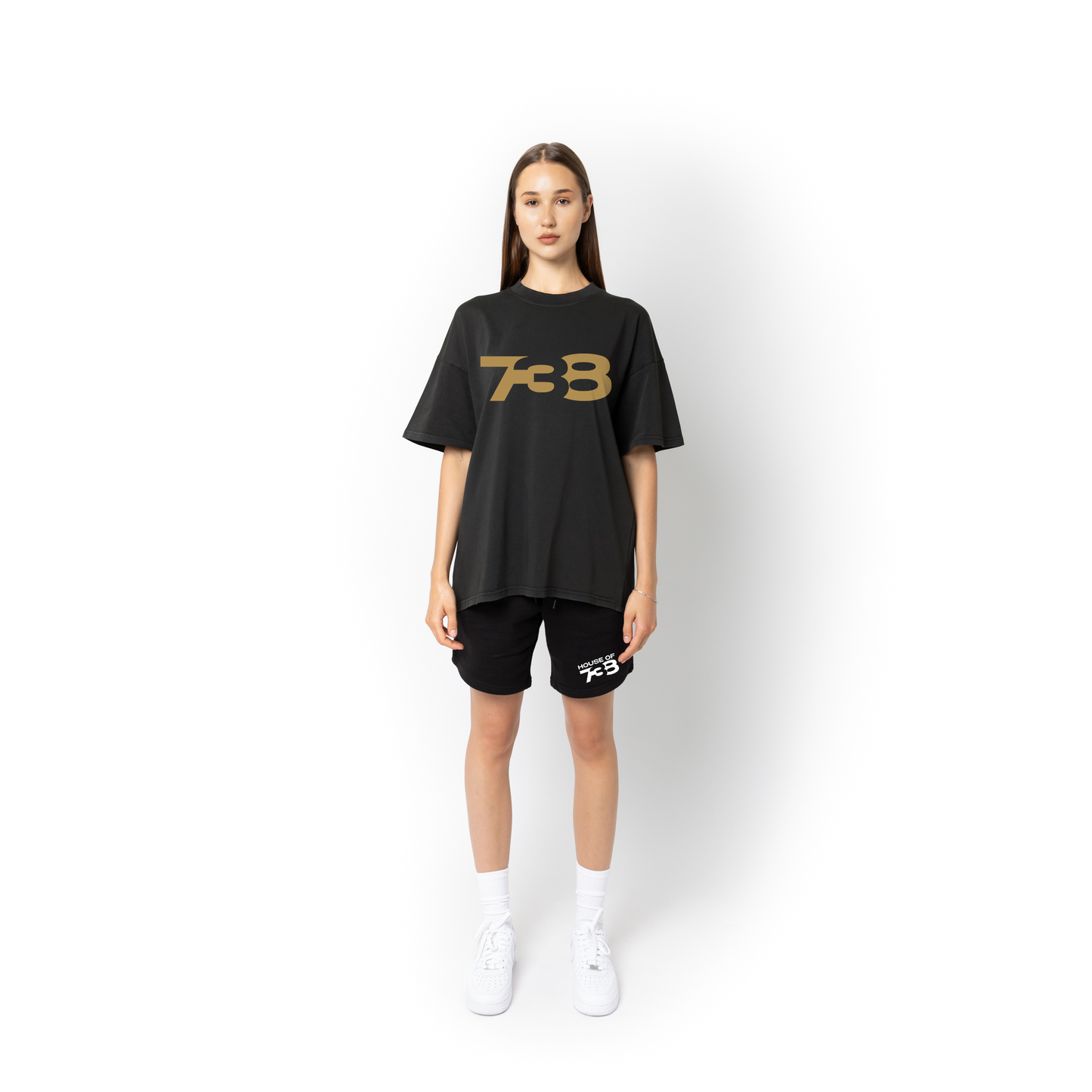 Lifestyle Super Heavyweight Oversized Premium Tee-Acid Black - 738 Women Collection