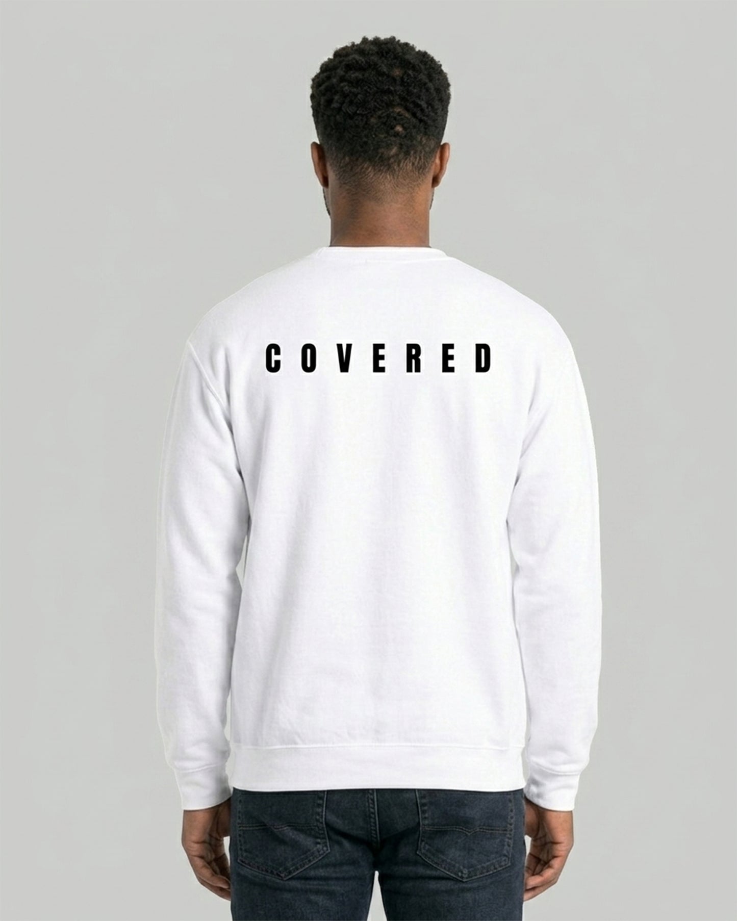 White Sweatshirt with Black Print