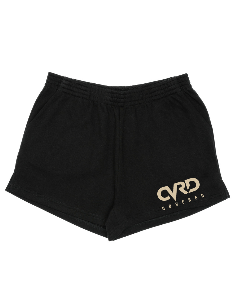 Black Ladies Short with Camel Print