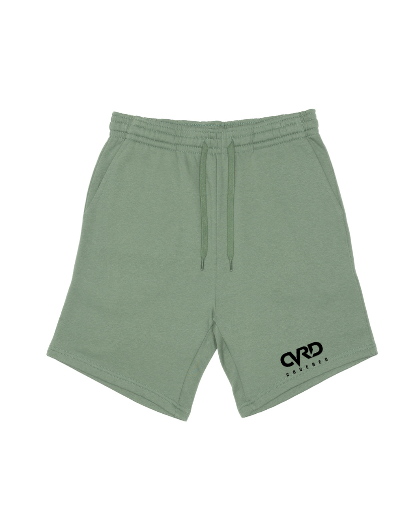Green Half Zip Hoddie and Short with Black Print