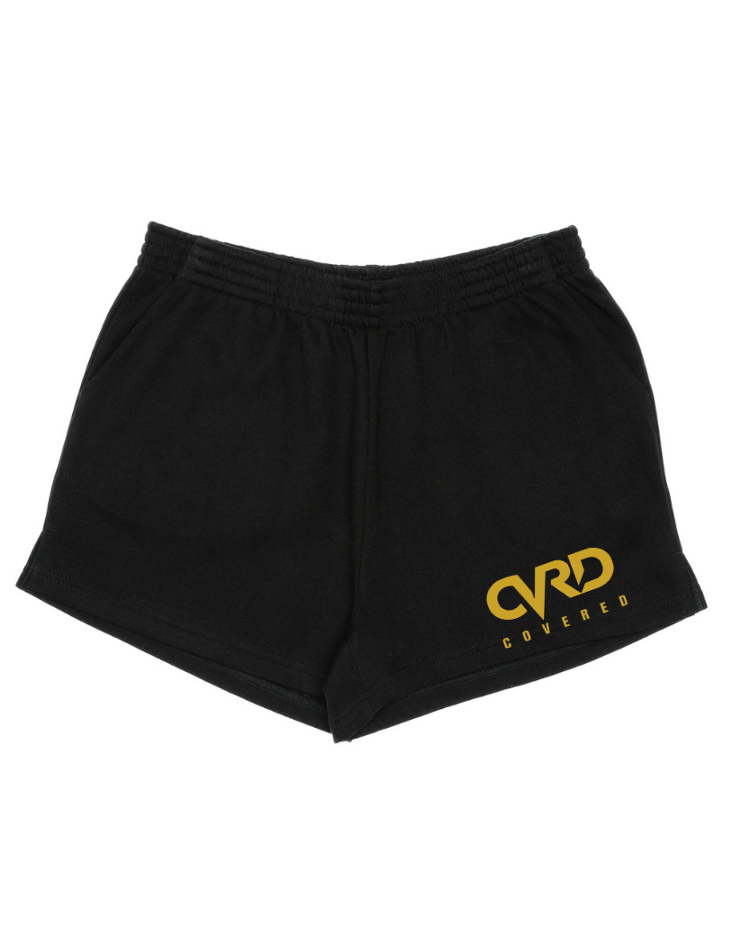 Black Ladies Short with Yellow Print