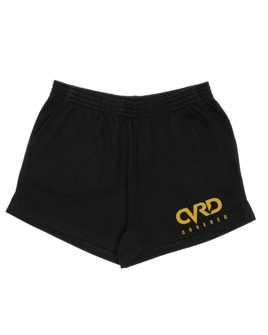 Black Ladies Short with Yellow Print