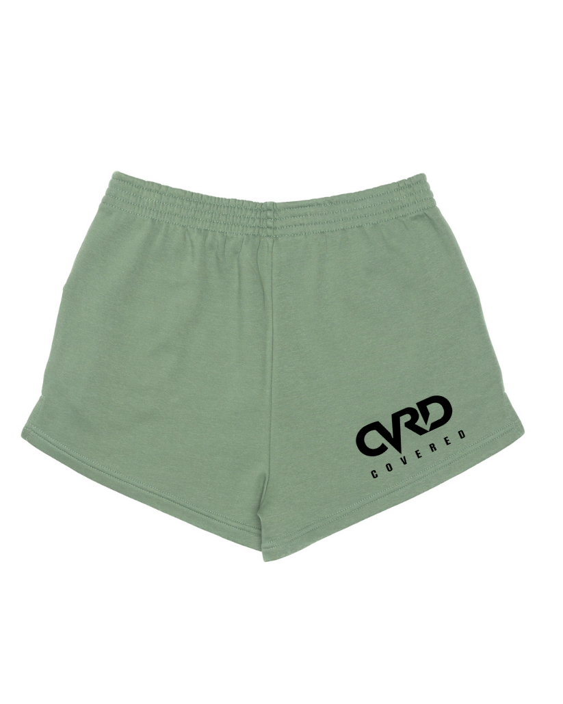 Green Ladies Short with Black Print