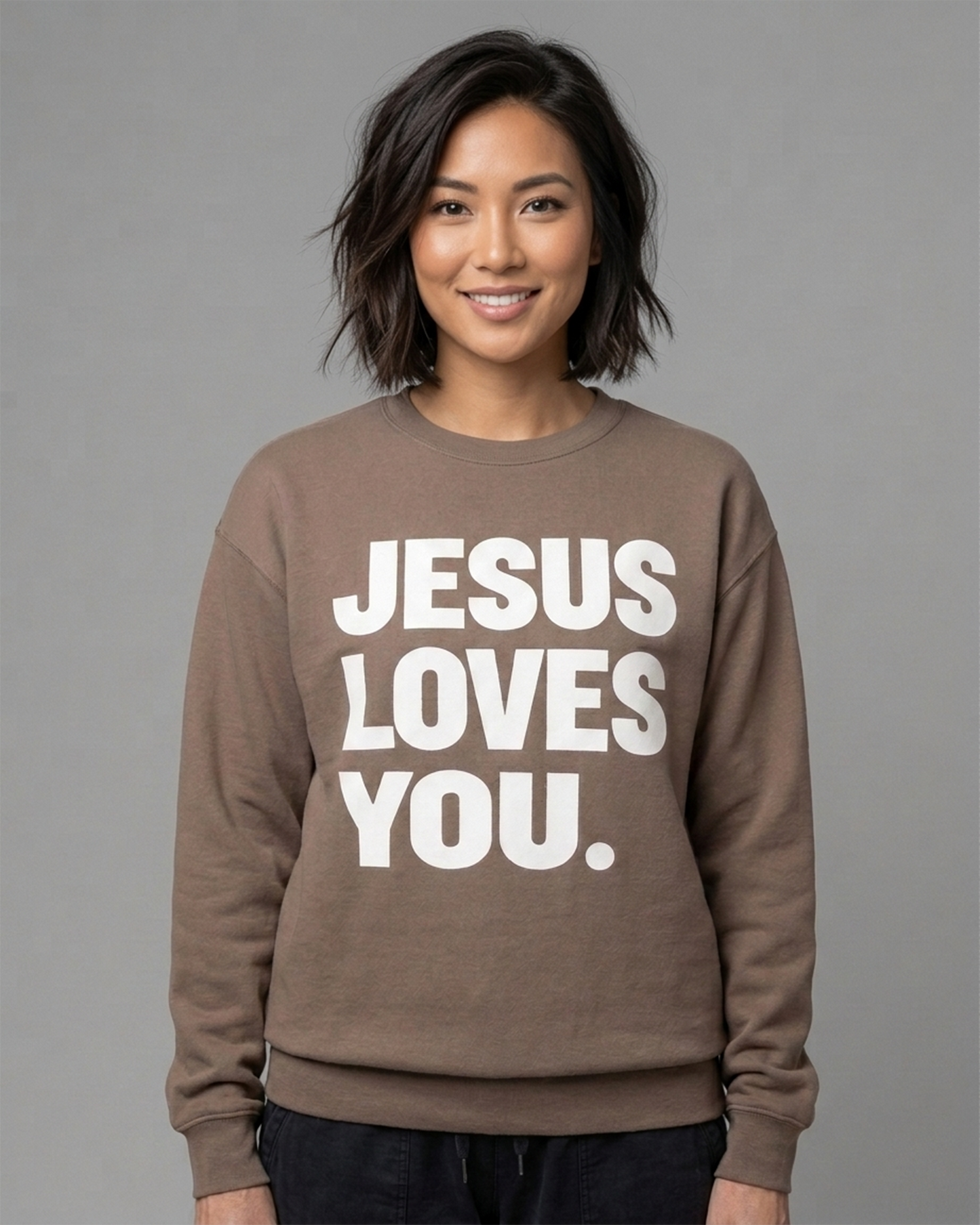 Brown Sweaters With White Print