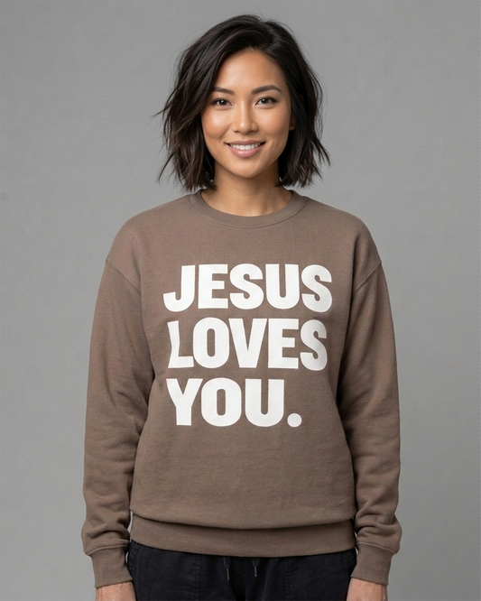 Jesus Loves You Crewneck - Espresso