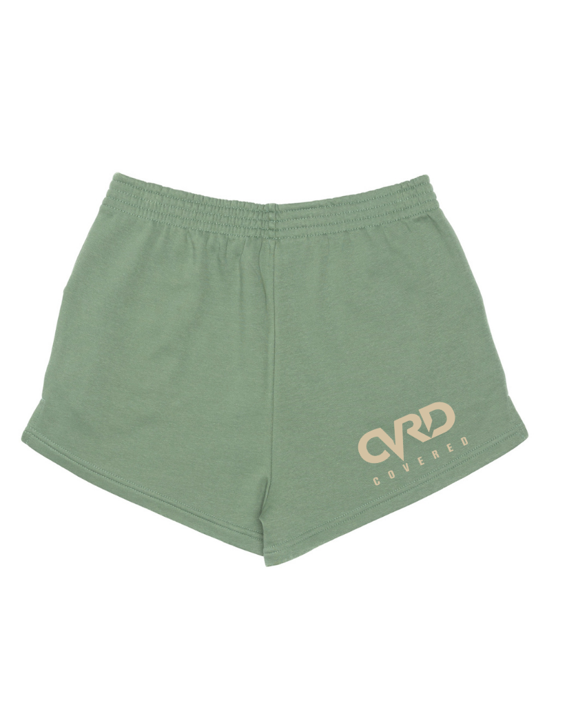 Green Ladies Short with Camel Print