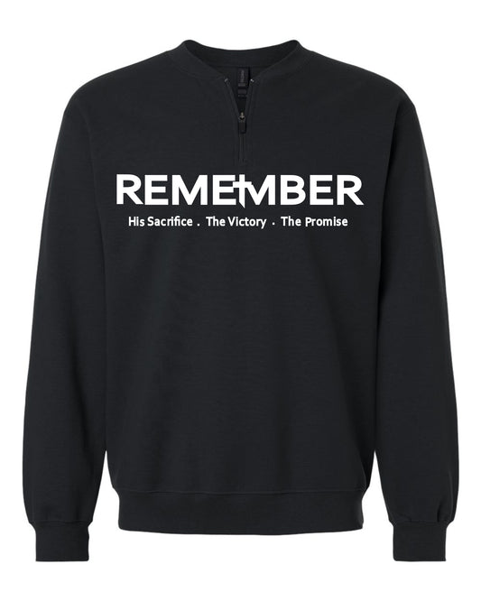 REMEMBER Classic Half Zip Premium Sweatshirts with Matching Sweatpants - Black