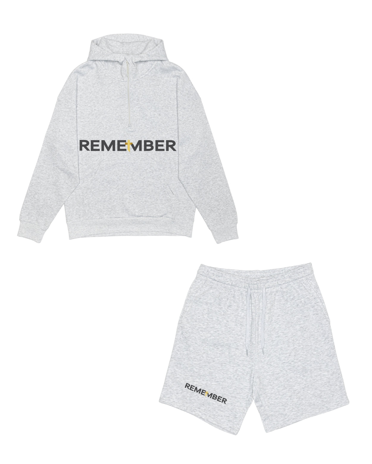 Grey Half zip premium hoodies x shorts