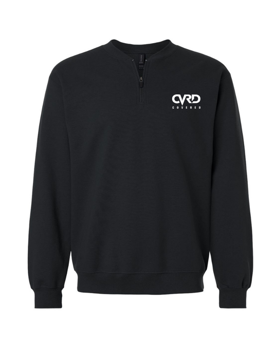 BLACK HALF ZIPPED SWEATER AND PENT WITH WHITE PRINT