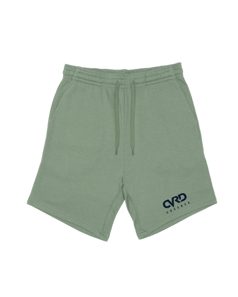 Green Half Zip Hoddie and Short with Nevy Blue Print