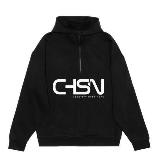 BLACK HOODIE WITH BLACK CHSN PRINT
