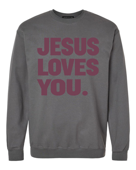 Grey Sweater With Purple Print