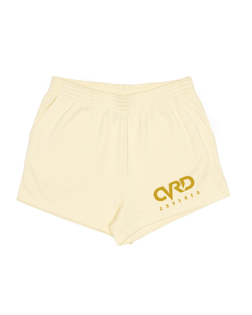 Cream Ladies Short with Yellow Print
