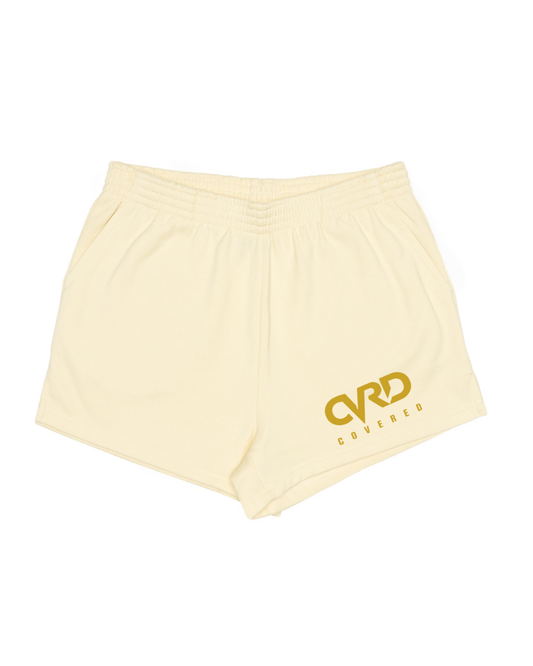 Cream Ladies Short with Yellow Print