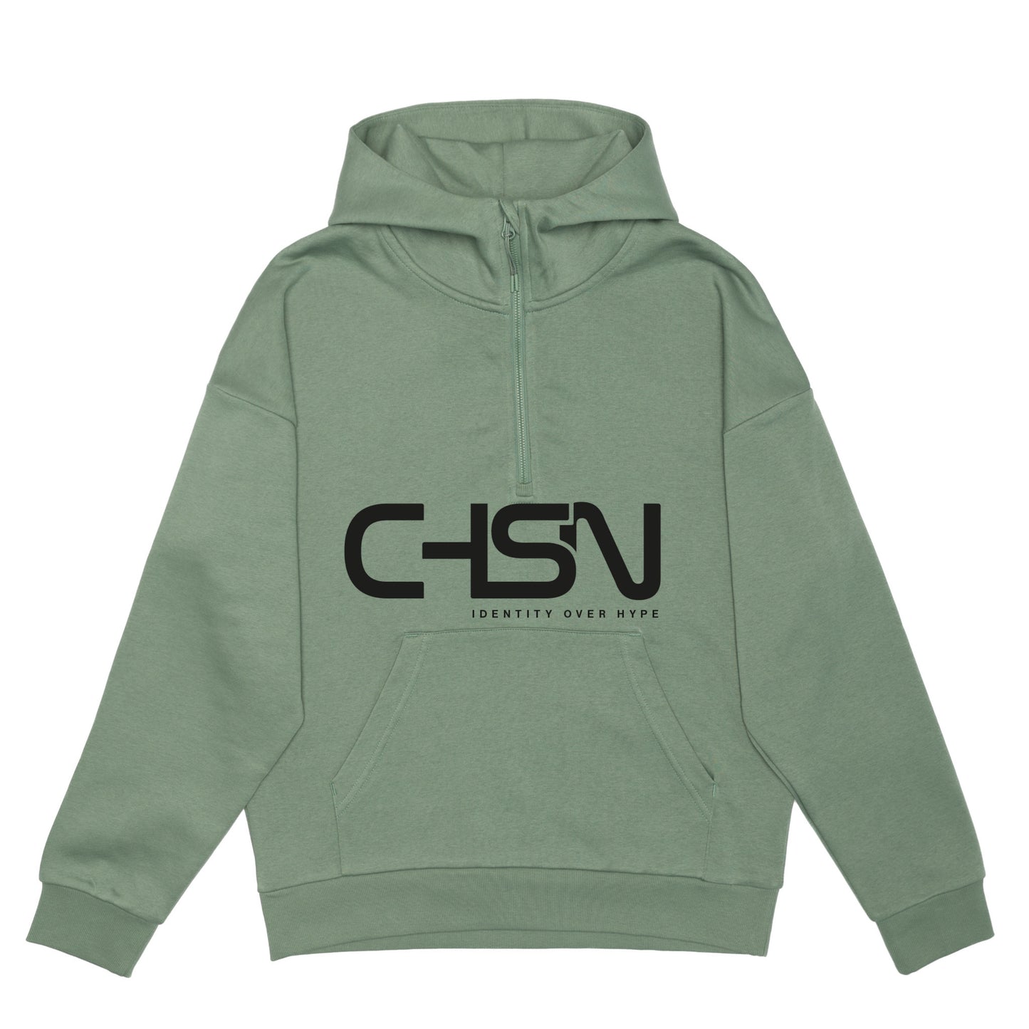 GREEN HOODIE WITH BLACK CHSN PRINT