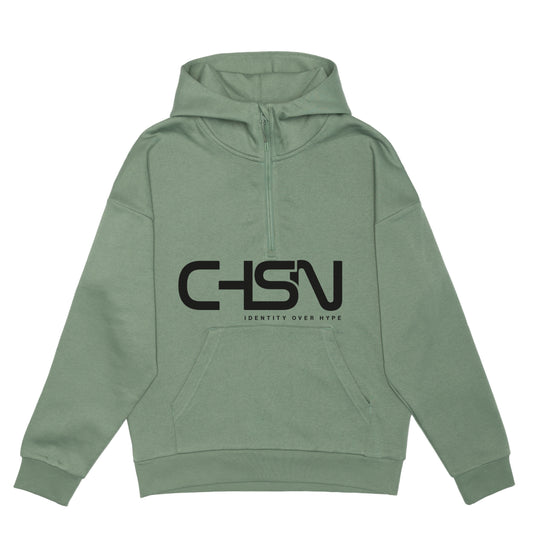 GREEN HOODIE WITH BLACK CHSN PRINT