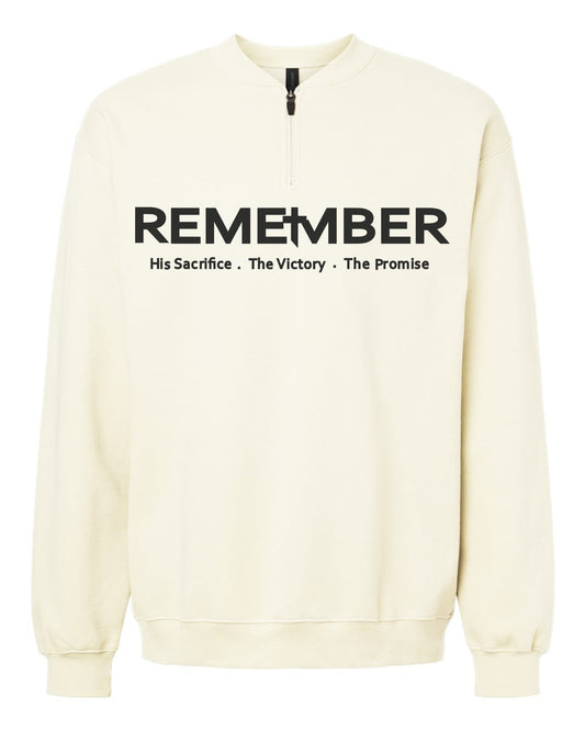 REMEMBER Classic Half Zip Premium Sweatshirts with Matching Sweatpants - Off White