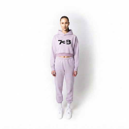 738 URBAN ESSENTIAL PURPLE DROPPED CROP HOODIE