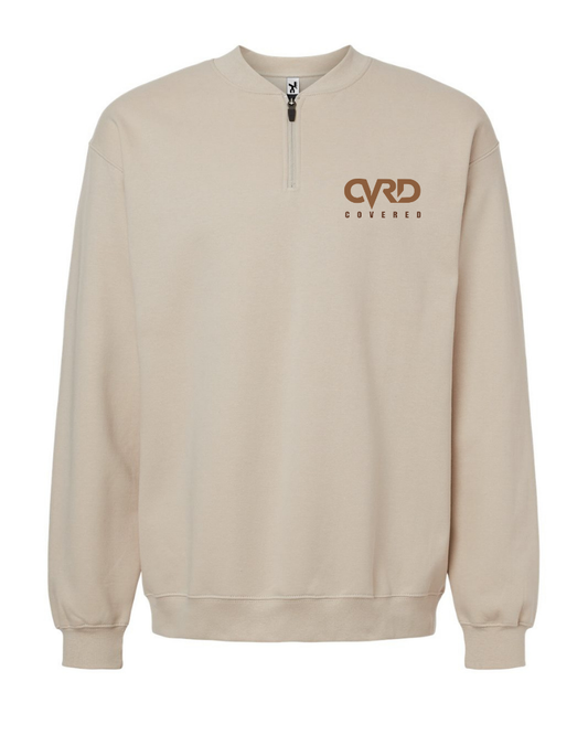 LIGHT BROWN HALF ZIPPED SWEATER AND PENT WITH BROWN PRINT