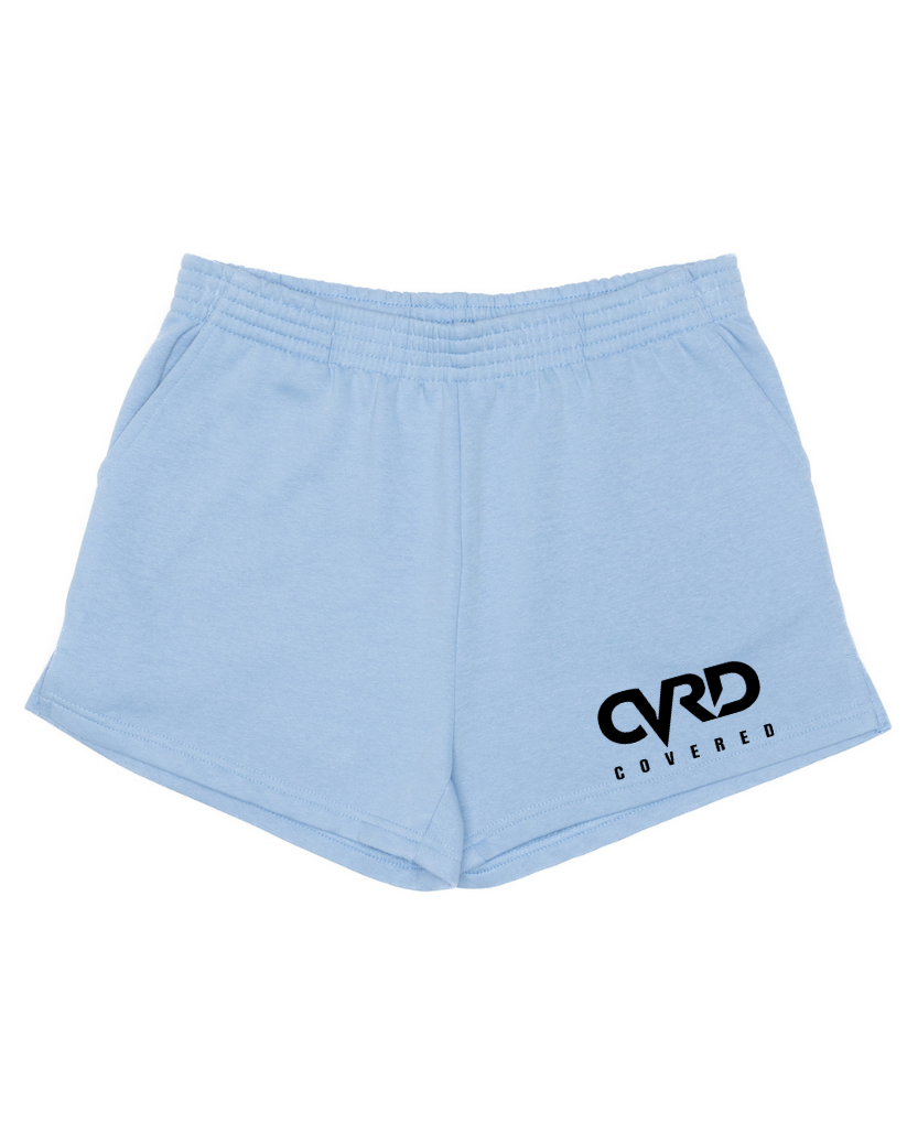 Light Blue Ladies Short with Black Print