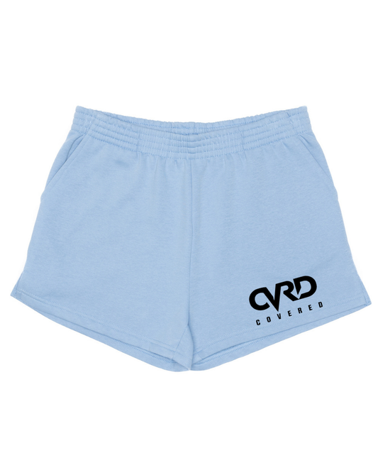 Light Blue Ladies Short with Black Print