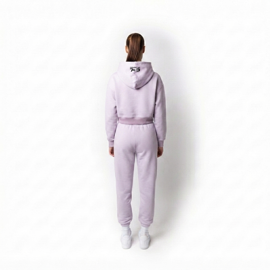 738 URBAN ESSENTIAL PURPLE DROPPED CROP HOODIE