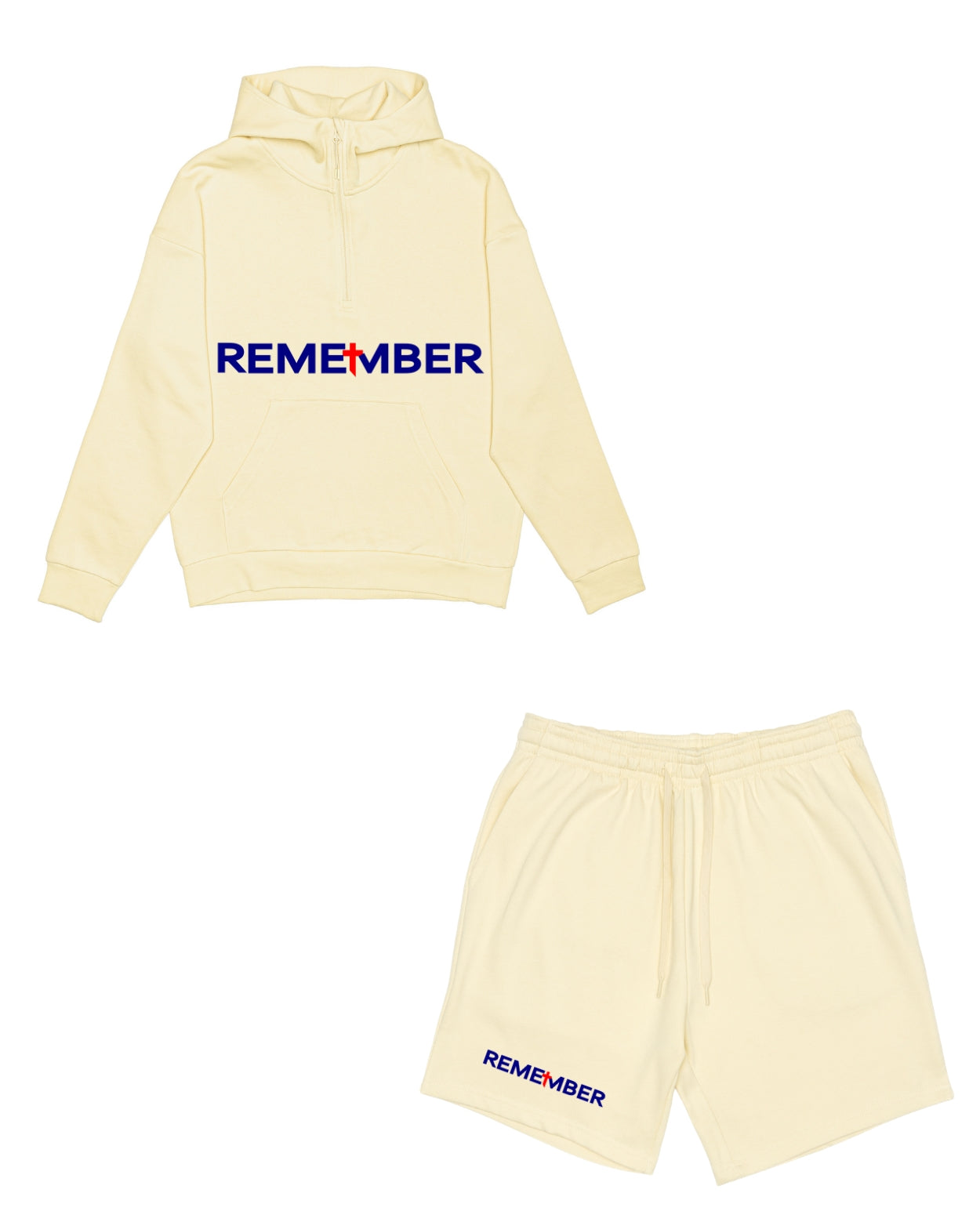 Light Yellow Half zip premium hoodies x shorts