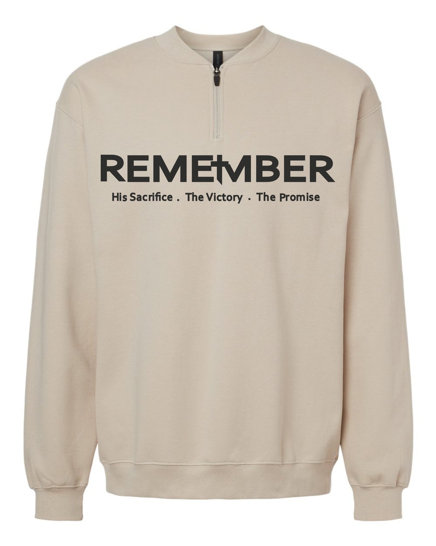 REMEMBER Classic Half Zip Premium Sweatshirts with Matching Sweatpants - Sand