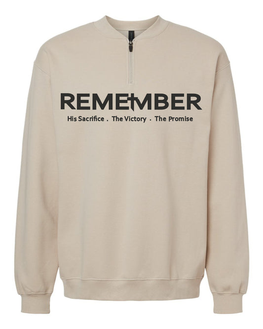 REMEMBER Classic Half Zip Premium Sweatshirts with Matching Sweatpants - Sand