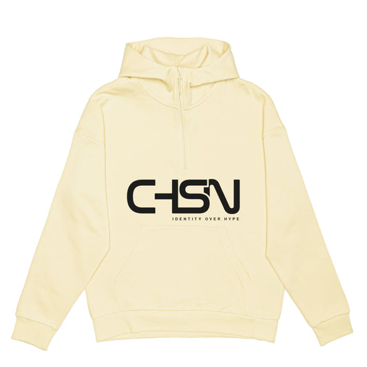 CREAM HOODIE WITH BLACK CHSN PRINT