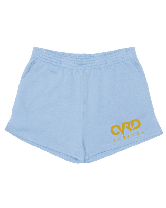 Light Blue Ladies Short with Yellow Print