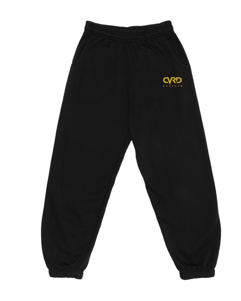 Black Sweatshirt Suit with Yellow Print