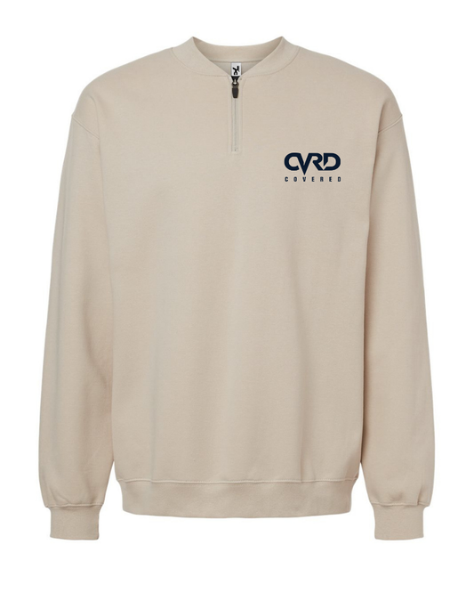 LIGHT BROWN HALF ZIPPED SWEATER AND PENT WITH NEVY BLUE PRINT