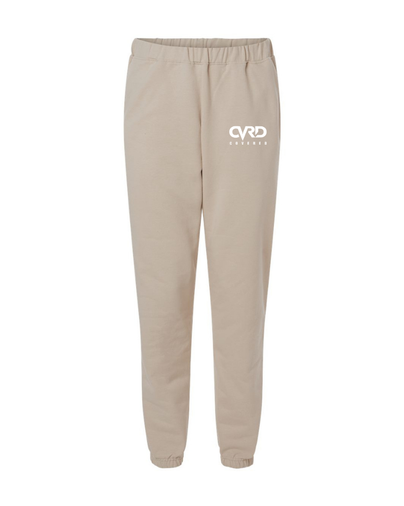 LIGHT BROWN HALF ZIPPED SWEATER AND PENT WITH WHITE PRINT