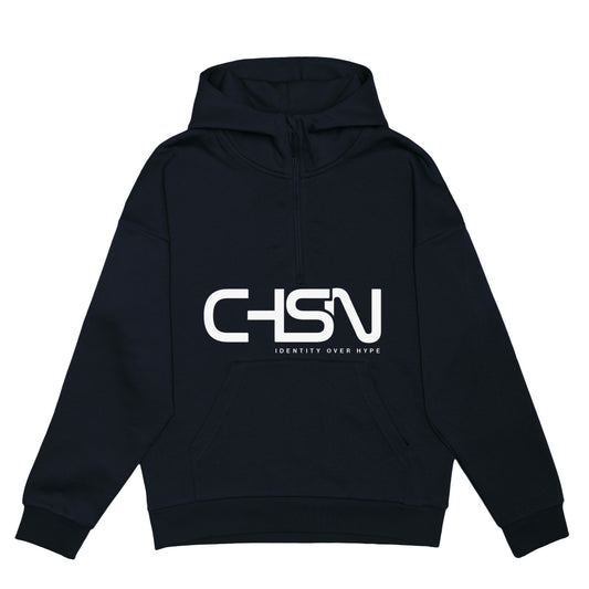 NEVY BLUE HOODIE WITH BLACK CHSN PRINT