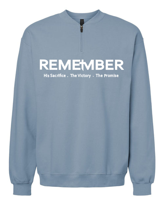 REMEMBER Classic Half Zip Premium Sweatshirts with Matching Sweatpants - Steal Blue