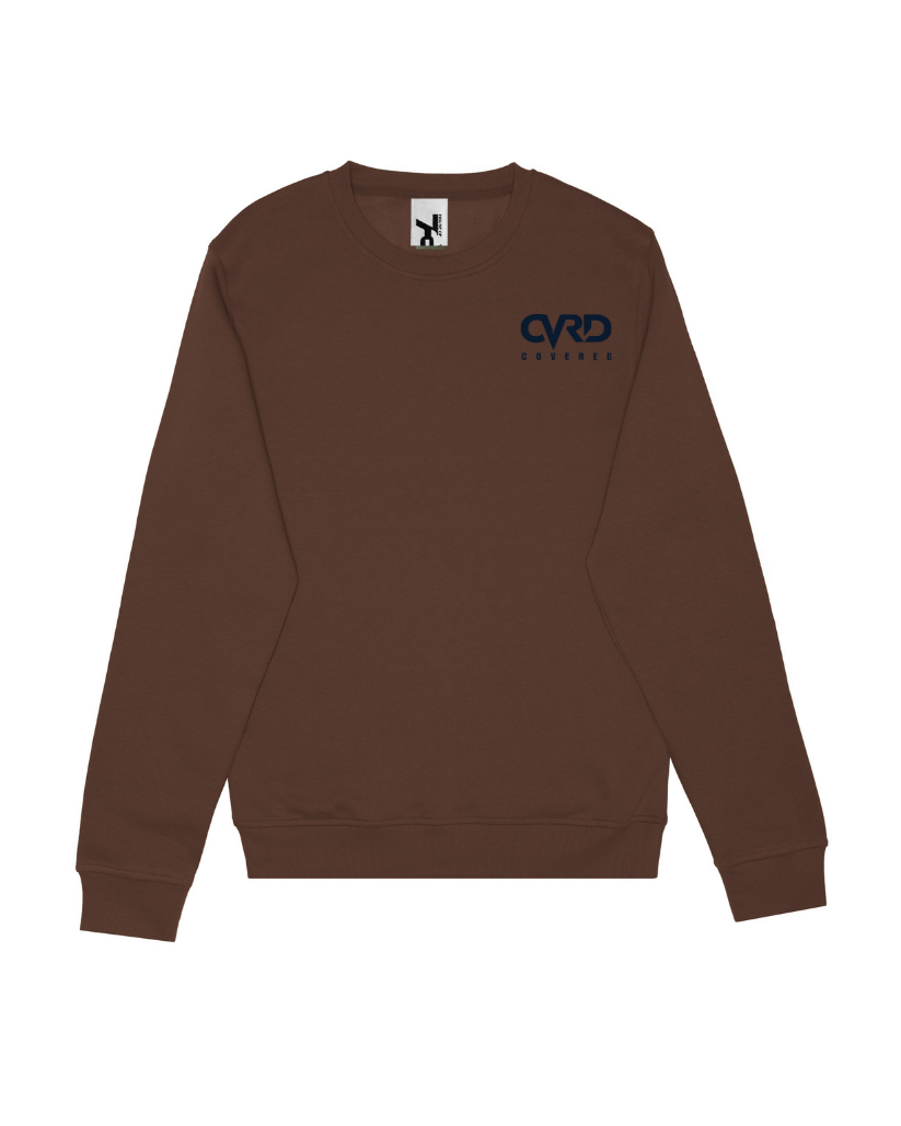 Brown Sweatshirt with Nevy Blue Print