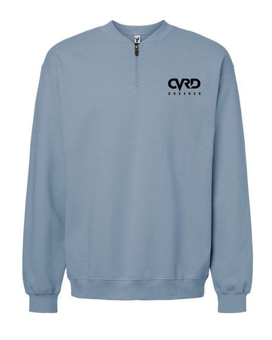 Steel Blue  HALF ZIPPED SWEATER  WITH BLACK PRINT