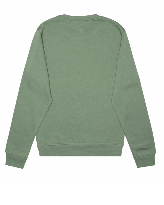 DUSTY GREEN MIDWEIGHT CVRD - COVERED WHITE EMBROIDERED CREW SWEATSHIRT