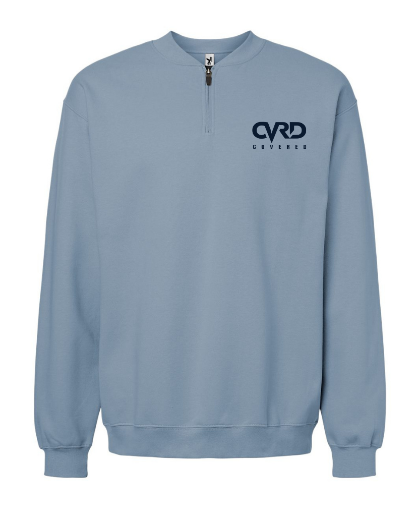 Steel Blue  HALF ZIPPED SWEATER  WITH NEVY BLUE PRINT