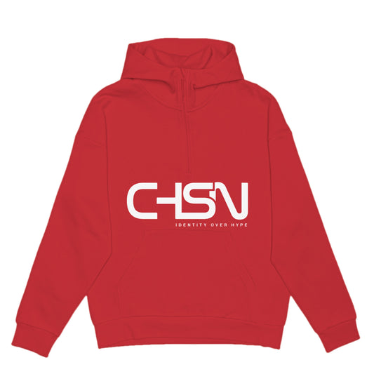 RED HOODIE WITH  CHSN PRINT