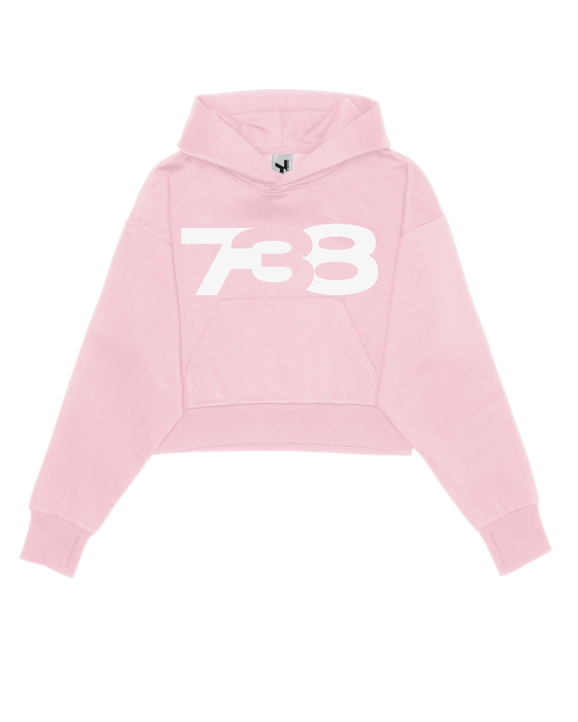 738 URBAN ESSENTIAL PINK DROPPED CROP HOODIE