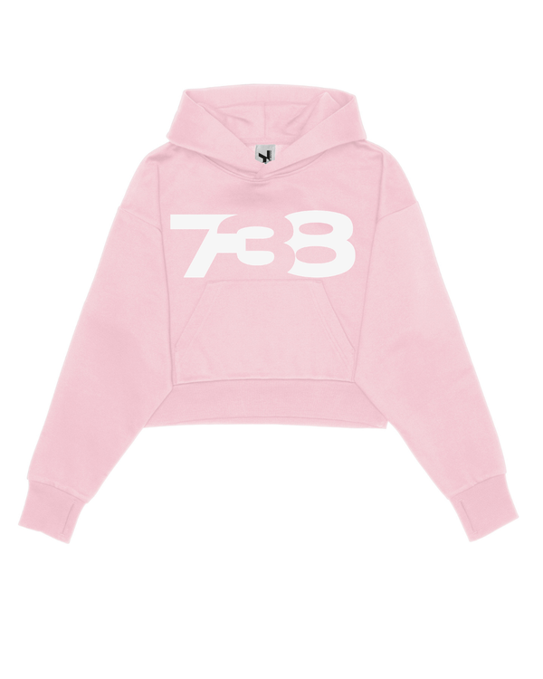 738 URBAN ESSENTIAL PINK DROPPED CROP HOODIE