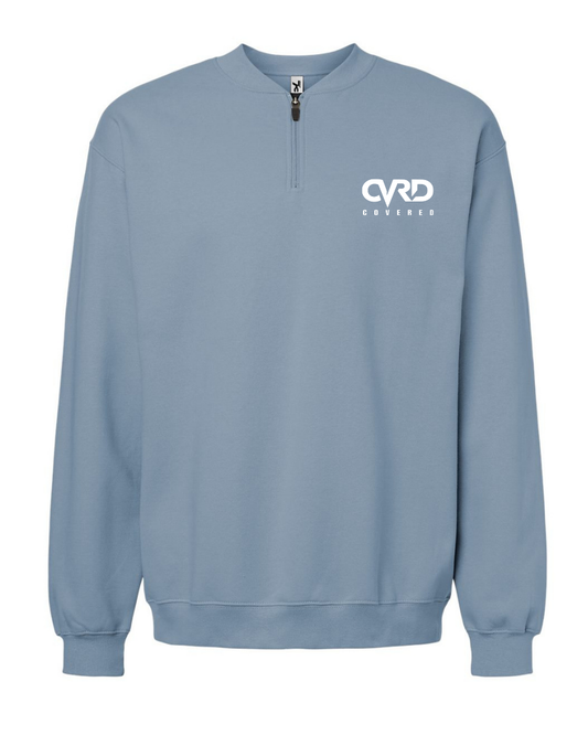 Steel Blue  HALF ZIPPED SWEATER  WITH WHITE  PRINT