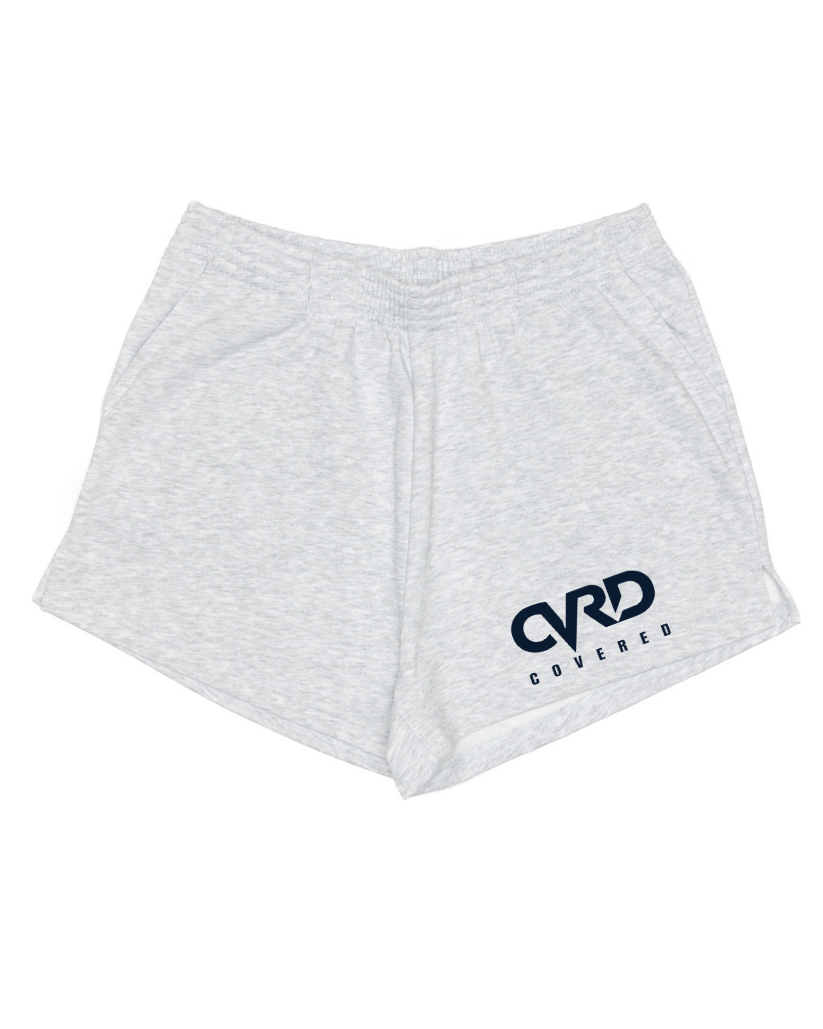 Grey Ladies Short with Nevy Blue Print