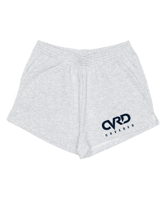 Grey Ladies Short with Nevy Blue Print