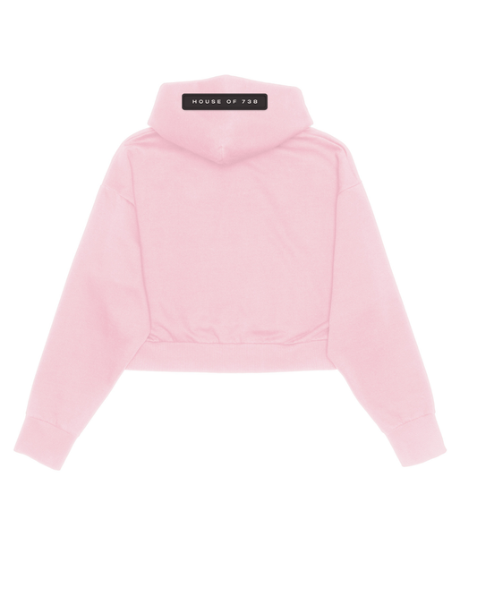 738 URBAN ESSENTIAL PINK DROPPED CROP HOODIE